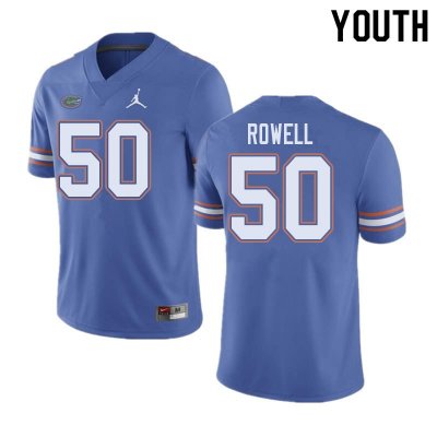 Youth Florida Gators #50 Tanner Rowell NCAA Jordan Brand Blue Authentic Stitched College Football Jersey BIU4562DX